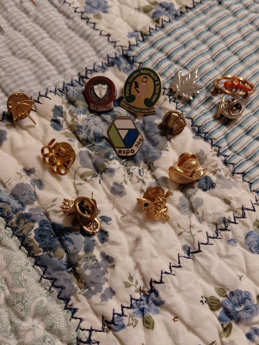 Mixed Gold Tone Enamel Lapel Pin Lot with Expo '86 Pin